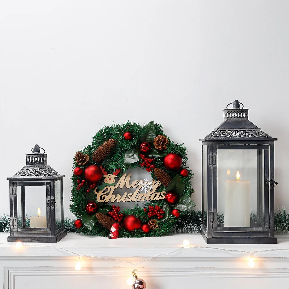 Antique Grey Brush Decorative Lanterns（ Set of 2 ）